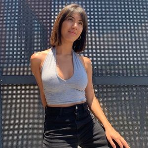 Grey halter crop top
